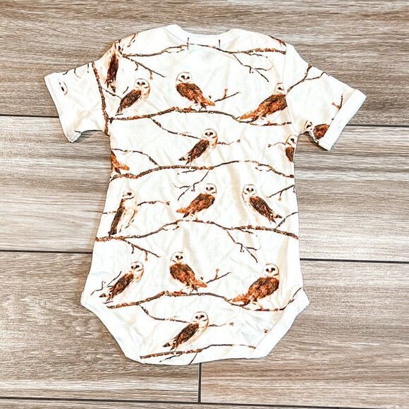 NWT! Milkbarn Owl Bamboo Short Sleeve One Piece Bodysuit Size 3-6M - Picture 3 of 3